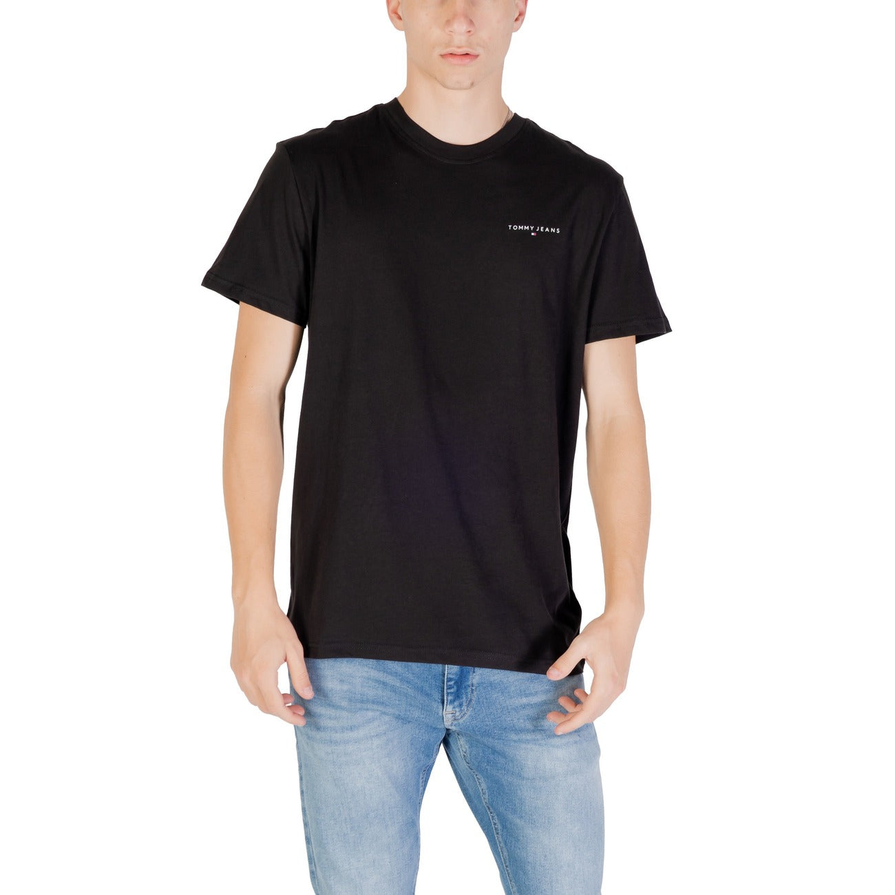 Tommy Hilfiger Jeans T-Shirt Uomo Blu Maniche Corte Scollo Tondo Cotone Organico 100% Autunno Inverno DM0DM21780