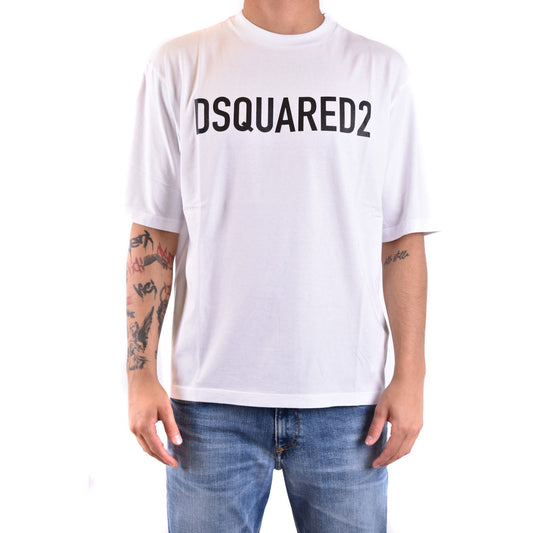 Dsquared2 T-Shirt Uomo Bianca Stampa Manica Corta Scollo Tondo 100% Cotone Primavera/Estate V_30753