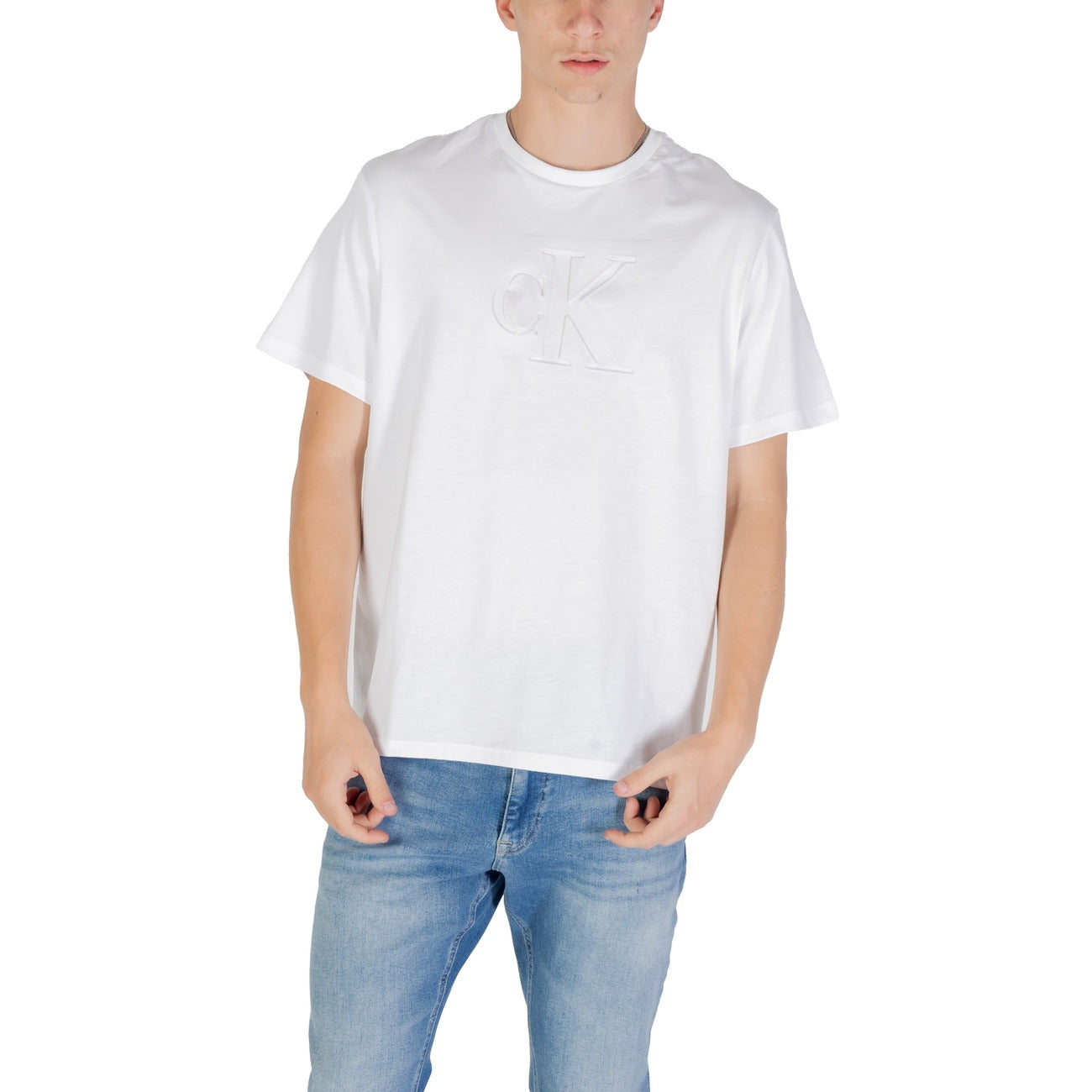 Calvin Klein Jeans T-Shirt Uomo Nero Stampa Maniche Corte Scollo Tondo Cotone 100% Autunno Inverno LV04RC824G