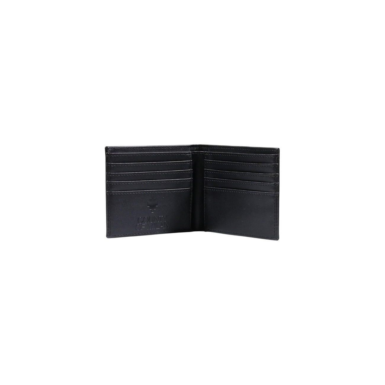 County Of Milan Portafoglio Uomo Nero - Portafoglio Poliuretano Tasche Scomparti Interni 11x9x0.4cm