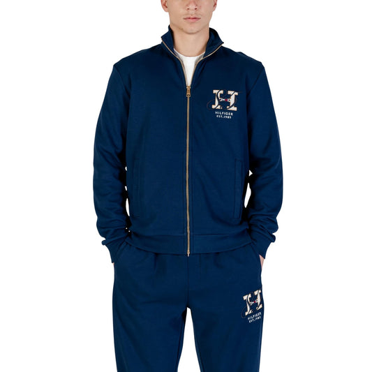Tommy Hilfiger Felpa Zip Uomo Blu Maniche Lunghe Tasche Anteriori Cotone Organico 82% Poliestere 18% Autunno Inverno MW0MW39584