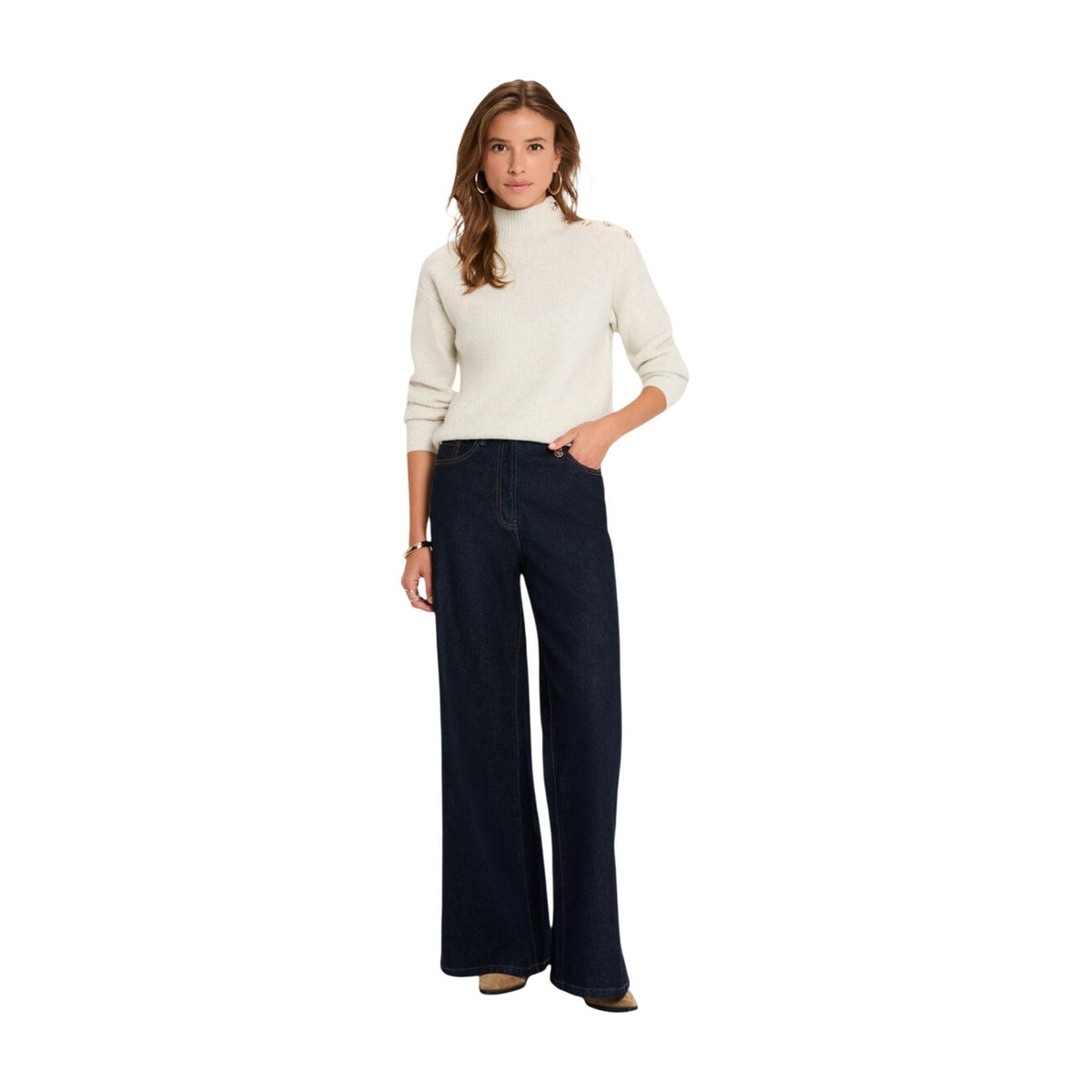 Maglione donna Morgan De Toi grigio – Maglia mezza stagione a coste collo alto 262-MSTORE.