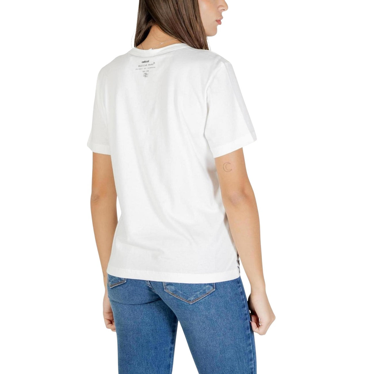 Colcci T-Shirt Donna Bianco Stampa Manica Corta Scollo Tondo Cotone 100% Autunno Inverno 034.01.06445