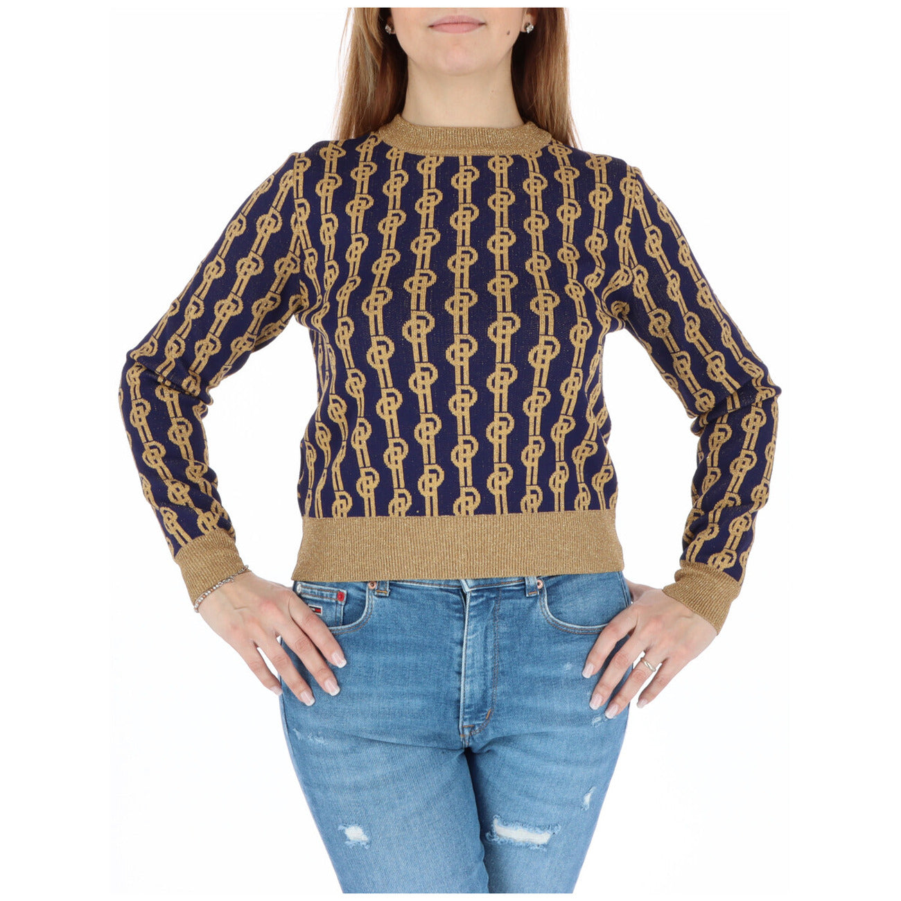 Pinko Maglia Donna Blu Colorata in 70% Viscosa 15% Poliestere 15% Altre Fibre a Manica Lunga con Scollo Tondo WH1_B1029095221830