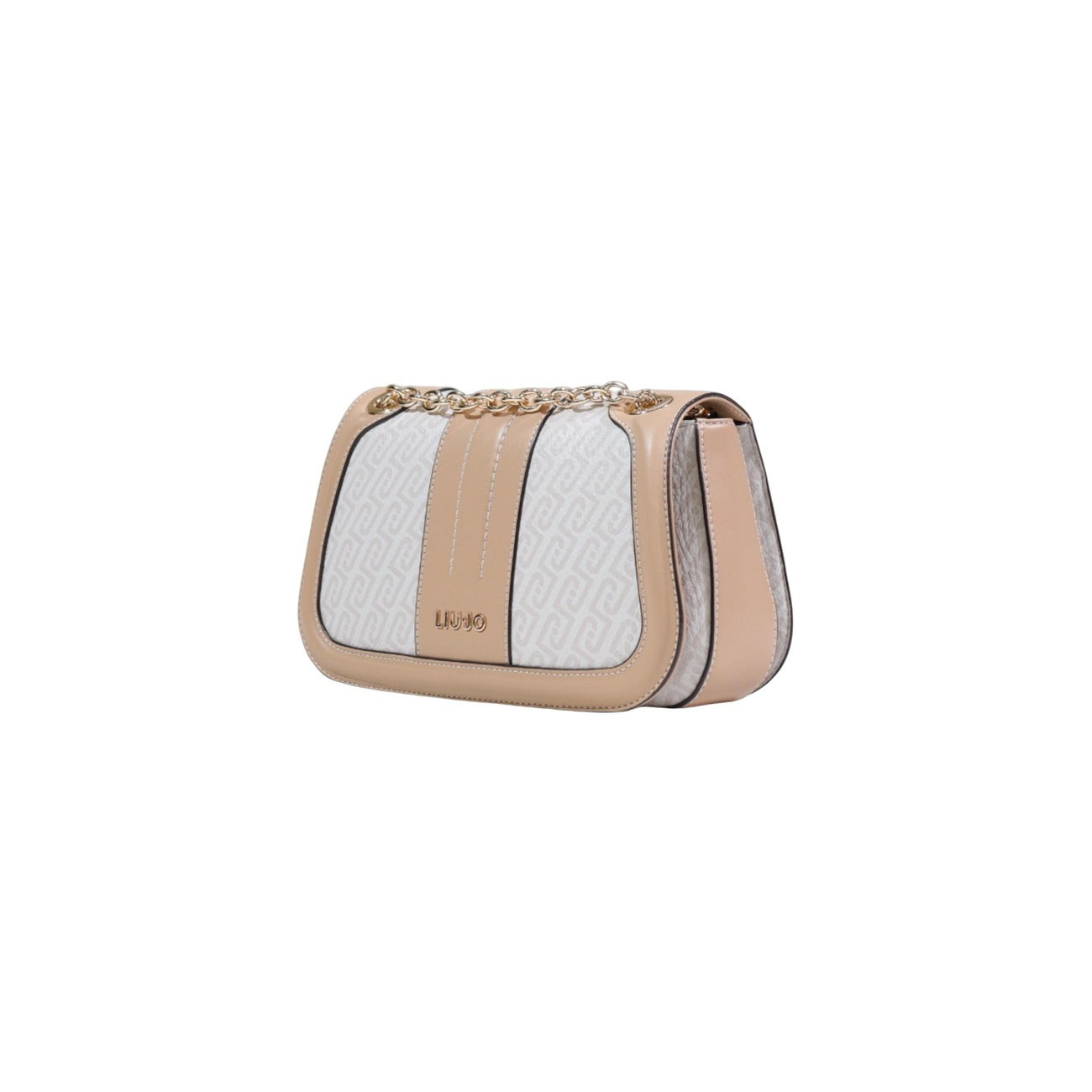 Borsa crossbody Liu Jo; texture monogram, catena dorata, chiusura magnetica, 100% poliuretano. Design sofisticato e funzionale.