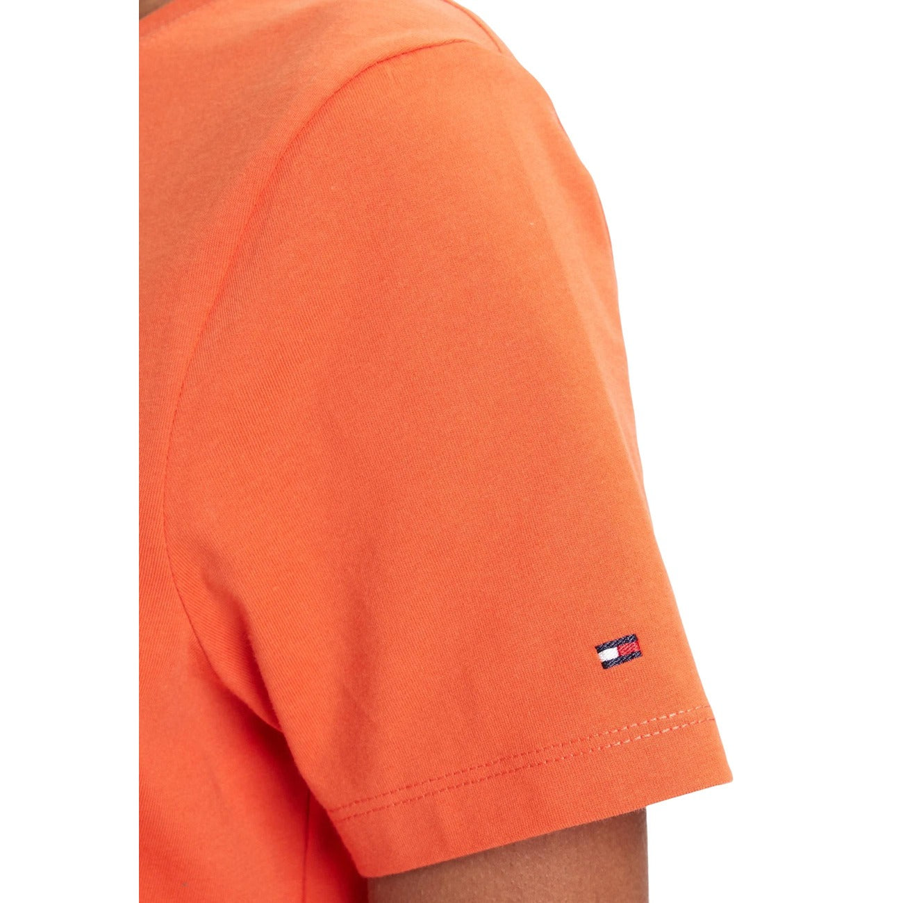 Tommy Hilfiger T-Shirt Donna Arancione Manica Corta Scollo Tondo Cotone Organico 100% WW0WW45746