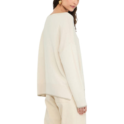 Liu Jo Maglia Donna Beige Maniche Lunghe Scollo Tondo - Maglia Viscosa Poliammide