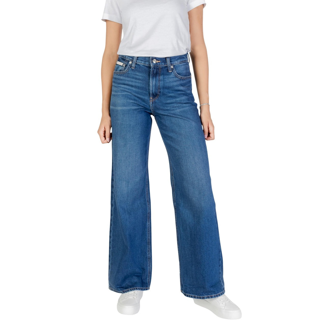 Calvin Klein Jeans Jeans Donna Blu con Zip Bottone Tasche Anteriori Posteriori in Cotone 100% Autunno/Inverno LV047D716G