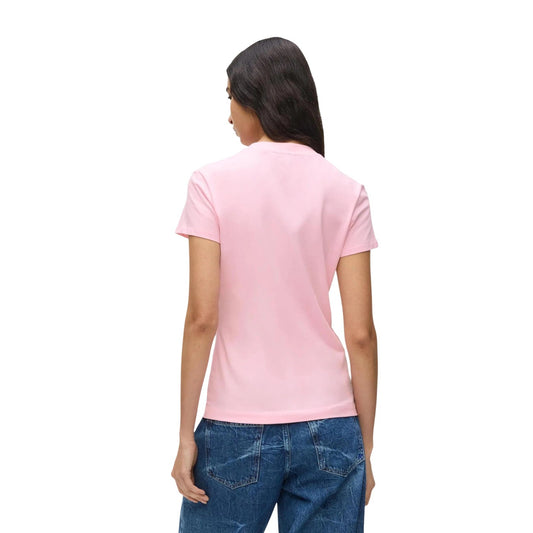 T-shirt Karl Lagerfeld Jeans Rosa; 100% Cotone. Vestibilità slim fit, maniche corte, girocollo. Logo "K" stampato, stile casual-chic ideale per tutte le stagioni. Vista posteriore 