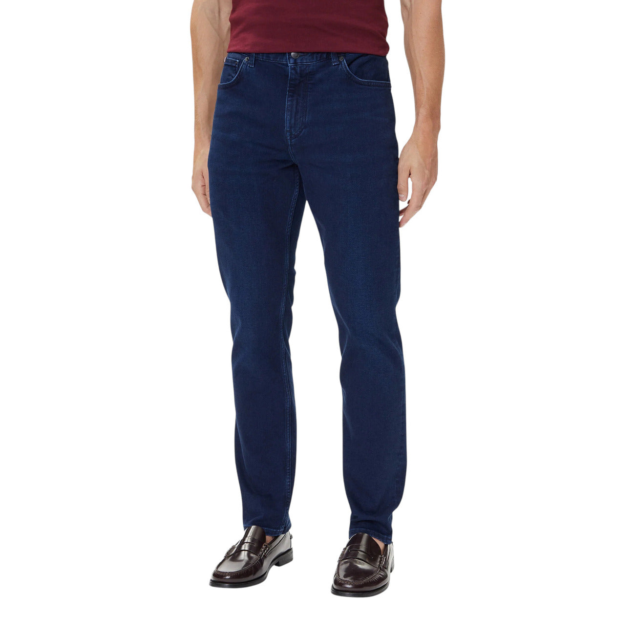Tommy Hilfiger Jeans Uomo Blu con Zip Bottone Tasche Anteriori Posteriori - Jeans Cotone Organico Elastan