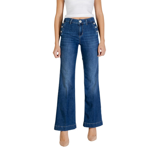 Liu-Jo Jeans Flare Button H.W.; denim a zampa con effetto push-up, vita alta e chiusura laterale distintiva. Mix di cotone ed elastam per un comfort stretch sofisticato. Vista frontale 