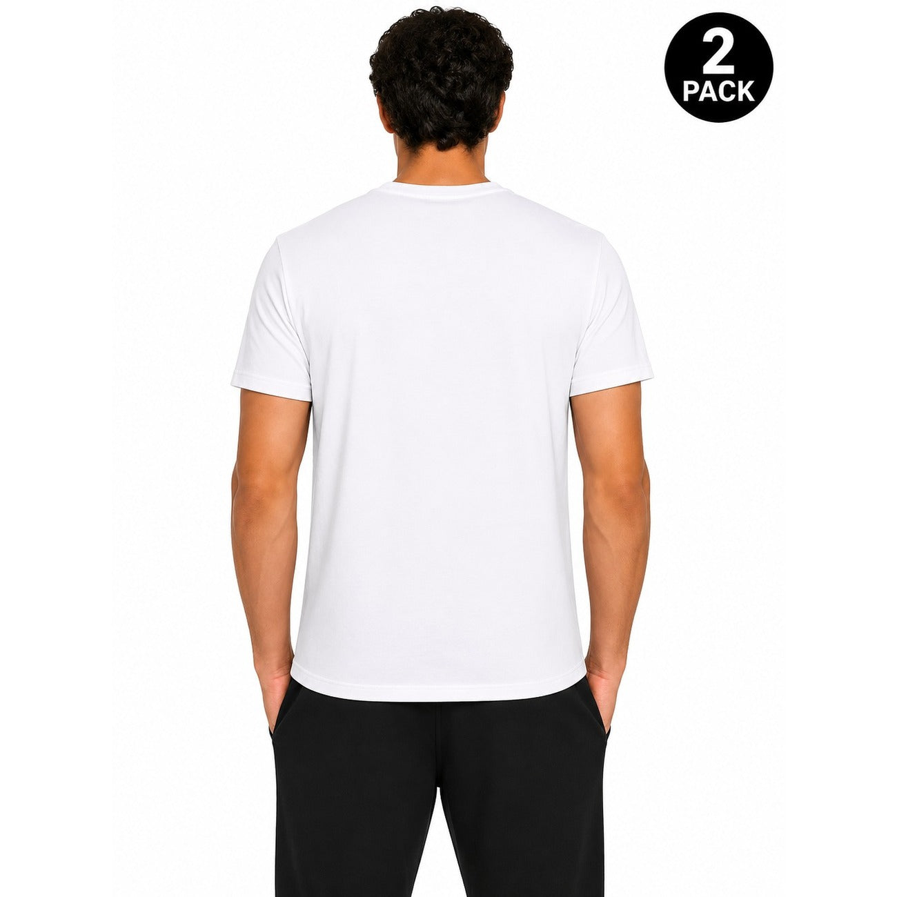 T-shirt Intima Uomo Bianca Roberto Cavalli Underwear; Tessuto 95% cotone e 5% elastan a maniche corte con scollo a girocollo. Taglio aderente comfort per tutte le stagioni. Vista posteriore 