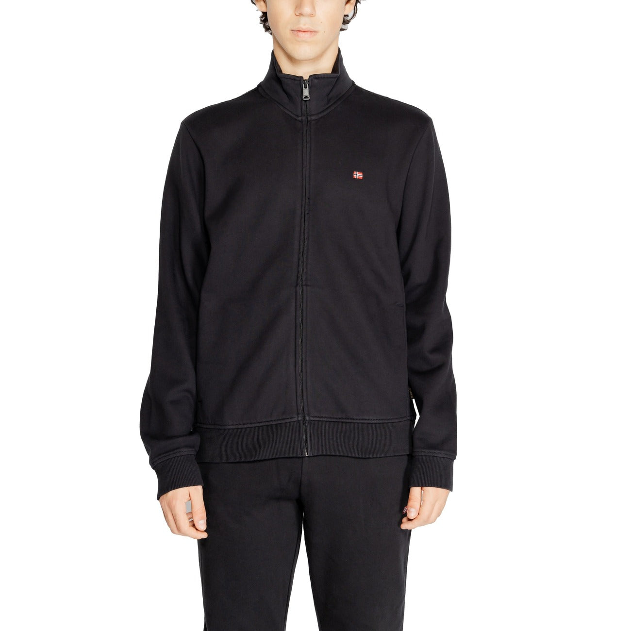 Napapijri Felpa con Zip Uomo Blu Maniche Lunghe Scollo Alto - Felpa Cotone Poliestere