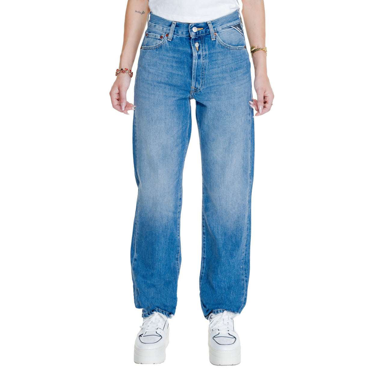 Replay Jeans Donna Blu con Zip Bottone Tasche Anteriori Posteriori in Cotone 100% Autunno/Inverno W9Z1 .000.800 764