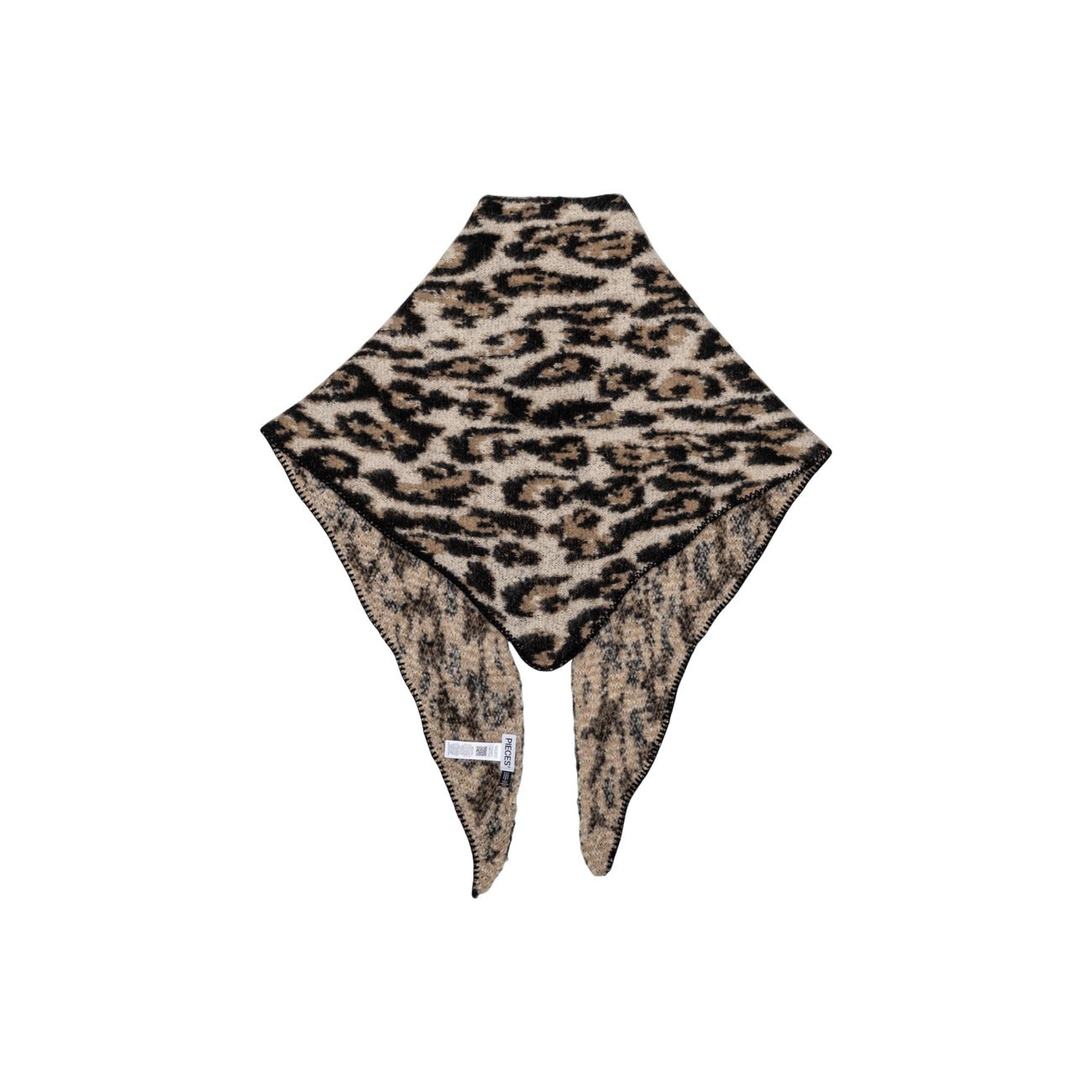 Pieces Sciarpa Donna Nero Leopardata Poliestere 100% Autunno Inverno 17159955