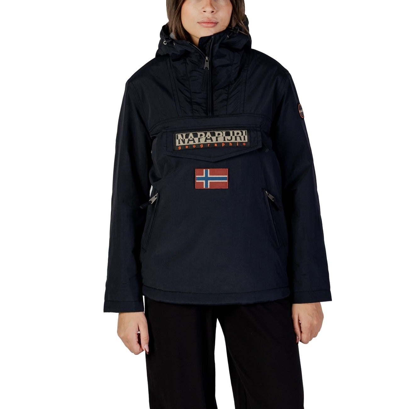 Napapijri Giacca Anorak Rainforest Donna Nera con Cerniera Cappuccio Maniche Lunghe Tasche Anteriori - Giacca Poliestere