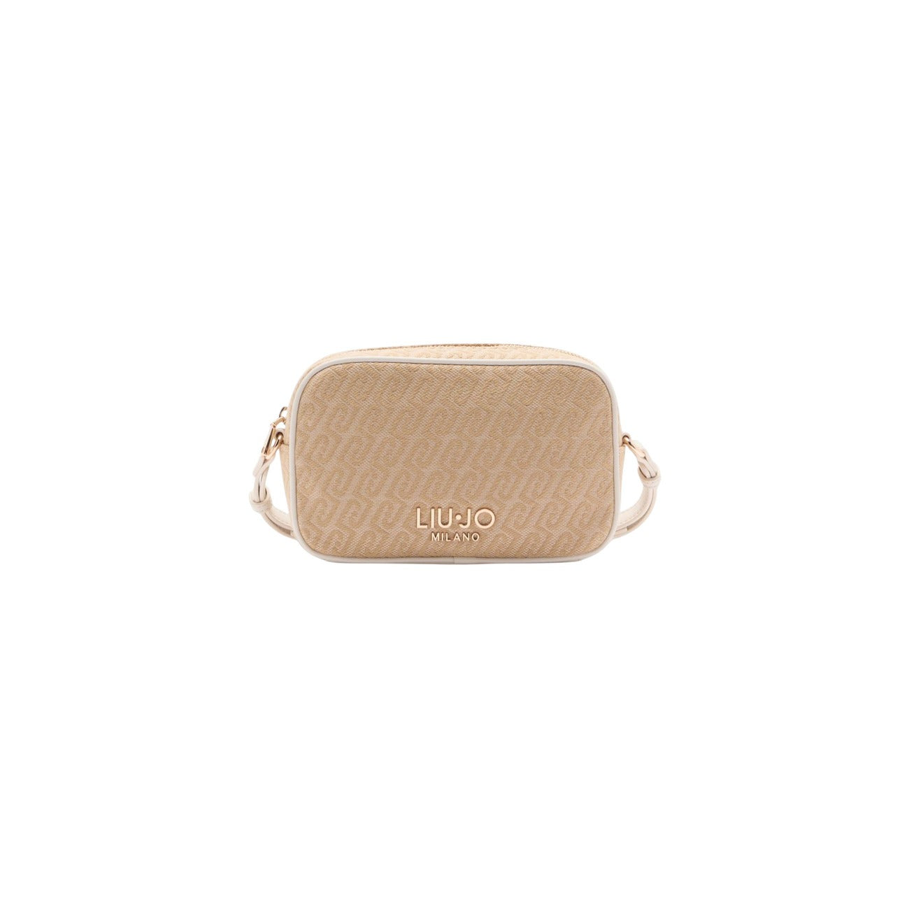 Borsa Liu Jo Camera Case beige ; 80% Cotone, 20% Poliestere. Pattern monogramma, logo metallico frontale, chiusura a cerniera. Tracolla regolabile, stile casual-elegante 4 stagioni.