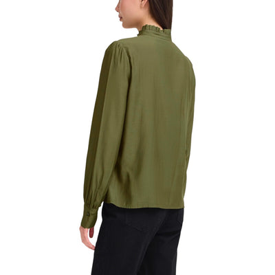 Ichi Camicia Donna Verde Maniche Lunghe - Camicia Viscosa Bottoni Colletto Coreana