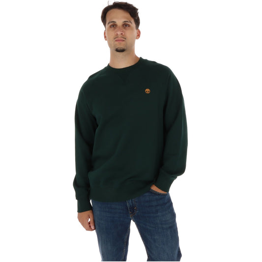 Felpa Timberland uomo girocollo cotone biologico TBC0YHBA. Pullover casual con maniche raglan e vestibilità regolare, disponibile in verde per l'autunno/inverno.