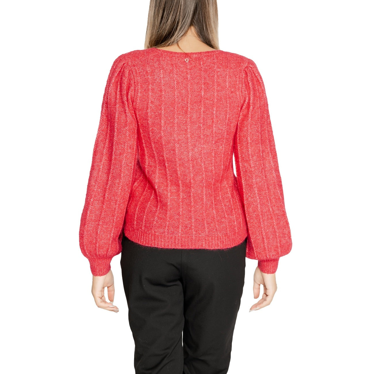 Guess Maglia Donna Rossa in 75% Poliestere 14% Acrilico 5% Lana 3% Alpaca 3% Spandex a Manica Lunga Scollo a V W4BR0N Z3LG0