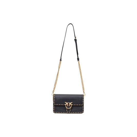 Borsa Pinko Love Bag nera pelle borchie tracolla catena oro Love Birds 107665 A2JG⁠