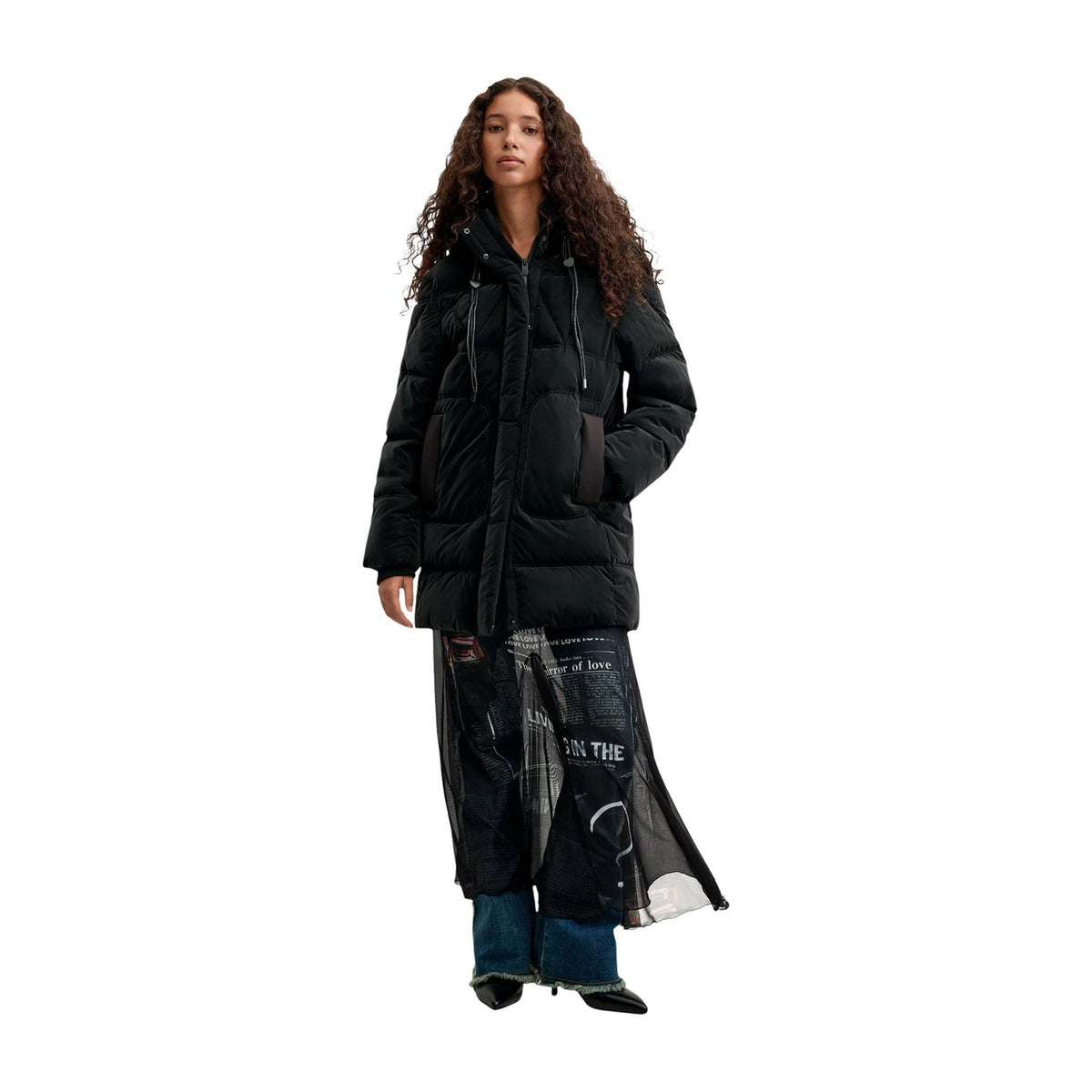 Piumino donna Desigual Priscilla – Cappotto ecopelle nero con cappuccio COAT_PRISCILLA.