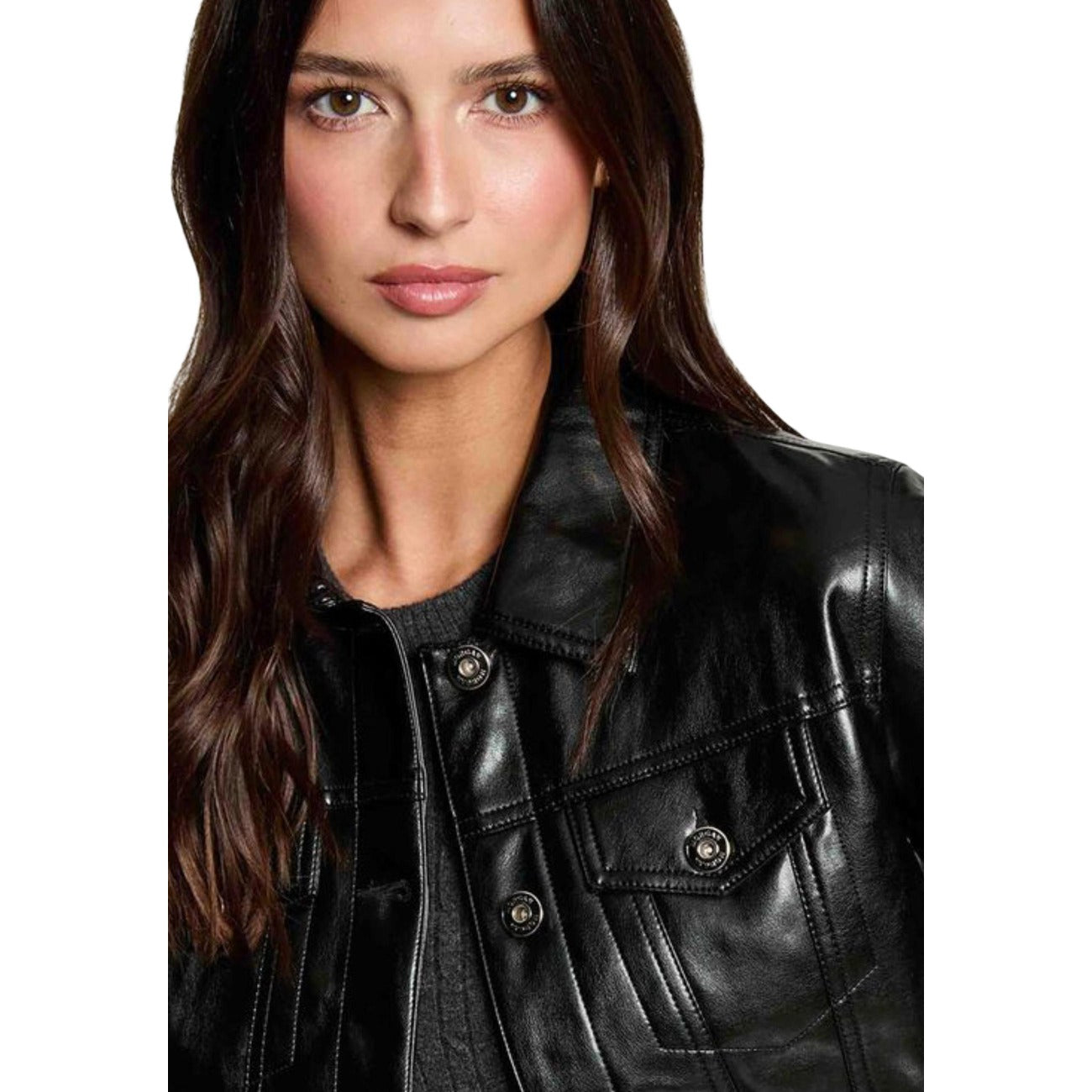 Giacca Morgan De Toi donna nera 262-GFALOU. Giubbotto corto leggero in materiale sintetico con cuciture a vista, colletto classico, chiusura frontale con cerniera e bottoni logati in metallo, capospalla casual mezza stagione.