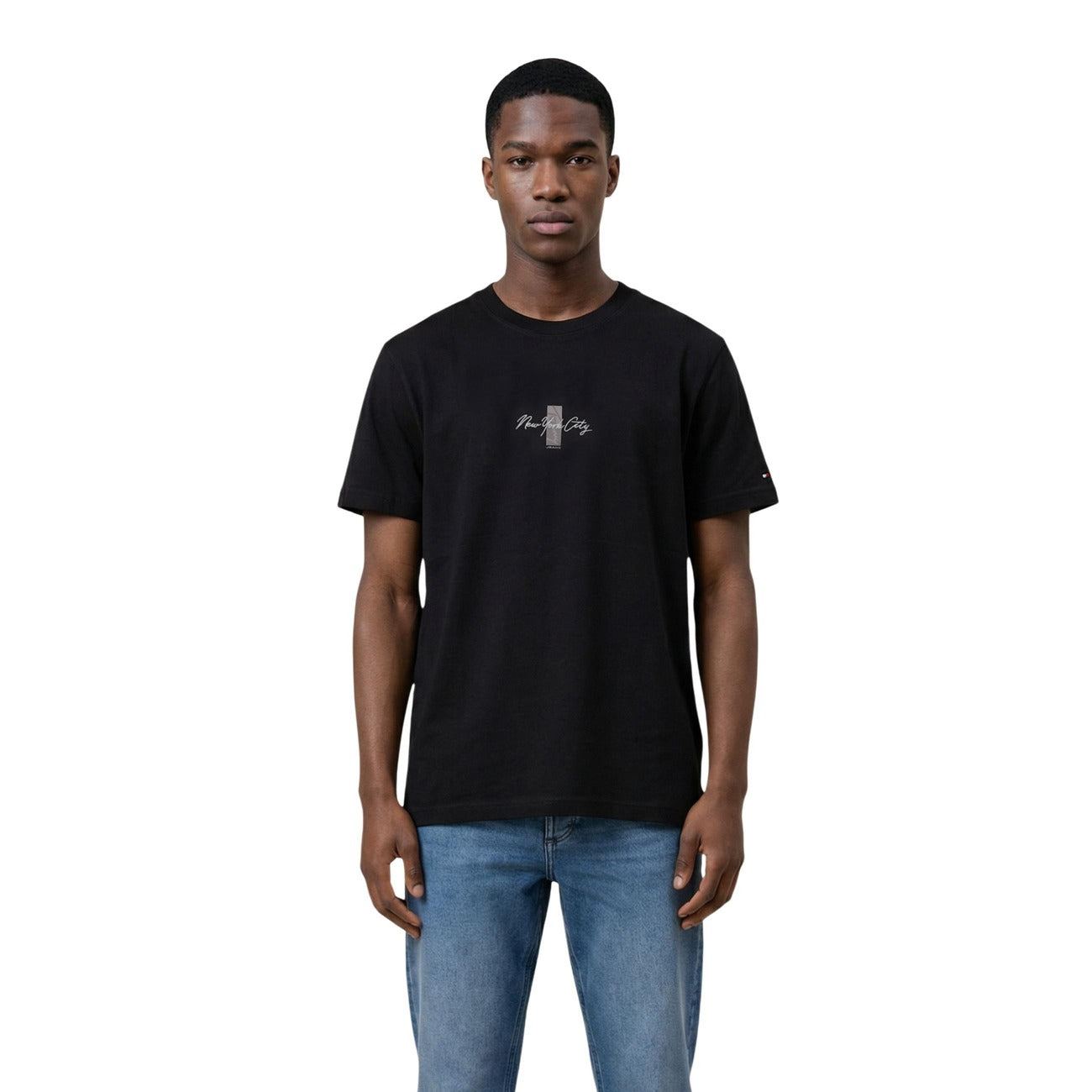 Tommy Hilfiger Jeans T-Shirt bianca con stampa SIGN BLOCK TEE maniche corte Uomo vista frontale 