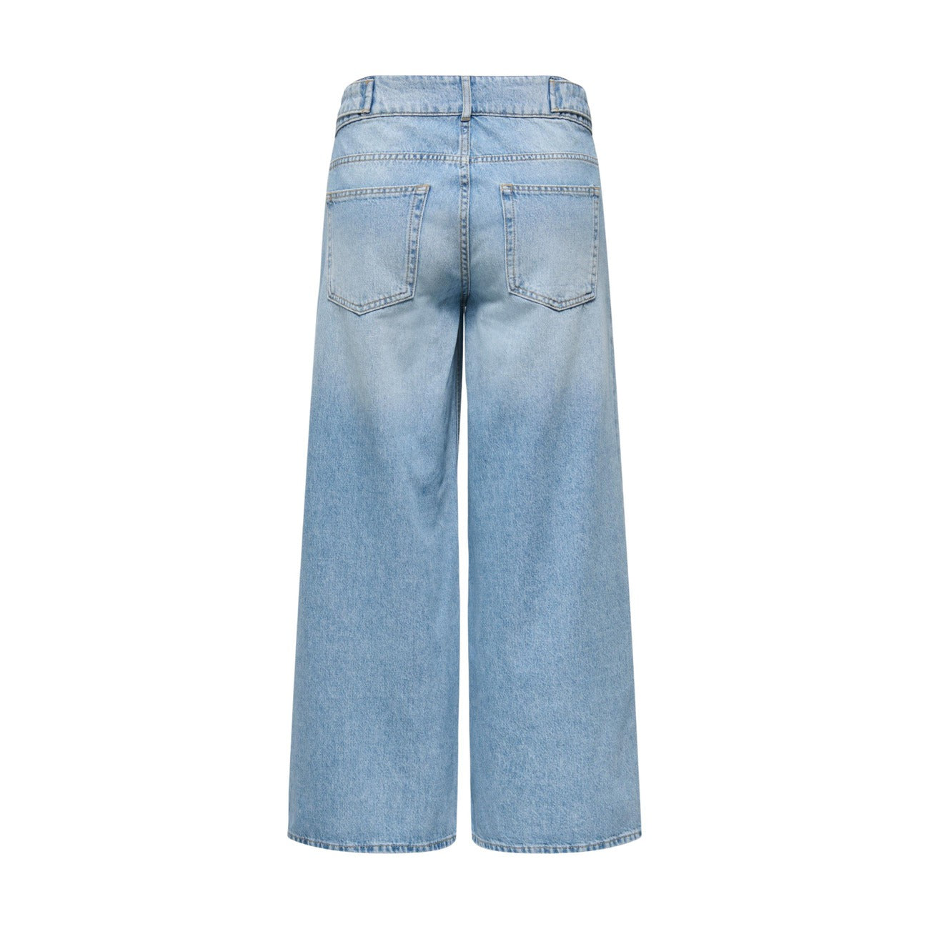 Jeans Only donna chiari Wide Fit 15367859. Jeans a vita media e gamba larga azzurro chiaro Light Blue Denim slavato in puro cotone biologico, 5 tasche con zip e bottone, pantaloni jeans estivi morbidi e traspiranti Only.