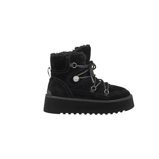Stivaletti Pinko MARTINA 01 uomo donna neri e marroni SD0567P002. Polacchini invernali in camoscio con suola alta platform 4 cm carrarmato, fodera calda e lacci, scarpe donna autunno inverno.