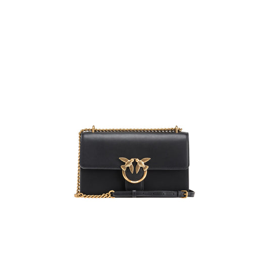 Borsa donna Pinko Classic Love Bag One nera – Tracolla media in pelle mano seta 100941A0F1.
