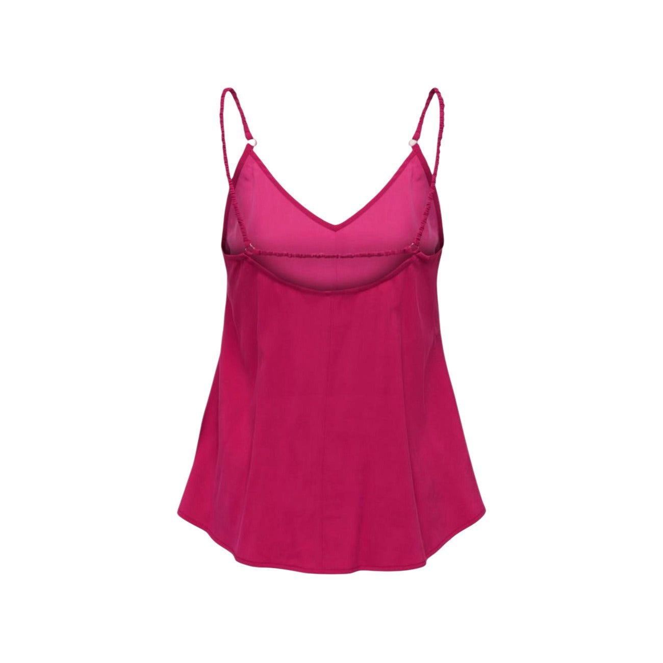 Canotta Only Madeli Oaklyn; fucsia , 85% Viscosa e 15% Poliestere. Scollo a V profondo, spalline sottili regolabili, tessuto leggero e fluido. Perfetta per il layering o da indossare da sola. Vista posteriore stesa 