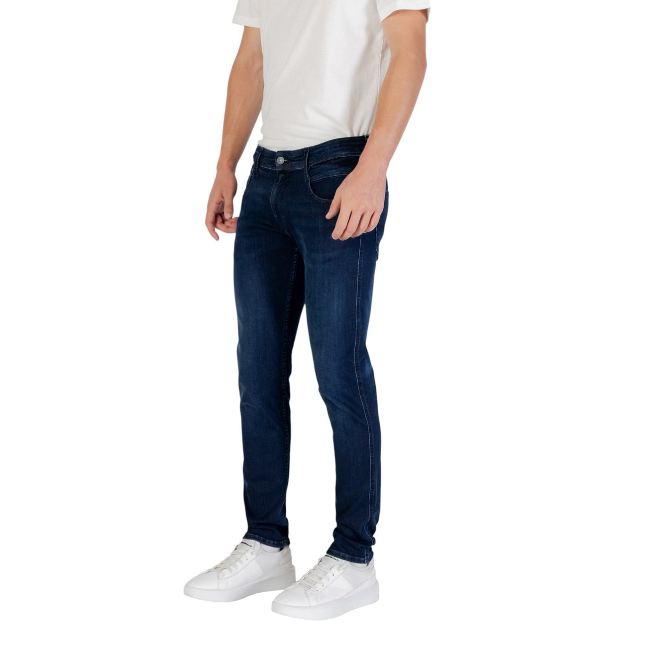 Replay Jeans Uomo Blu in Cotone 90% Poliestere 8% Elastan 2% con Zip e Bottone Tasche Anteriori e Posteriori M914.000.41A C38