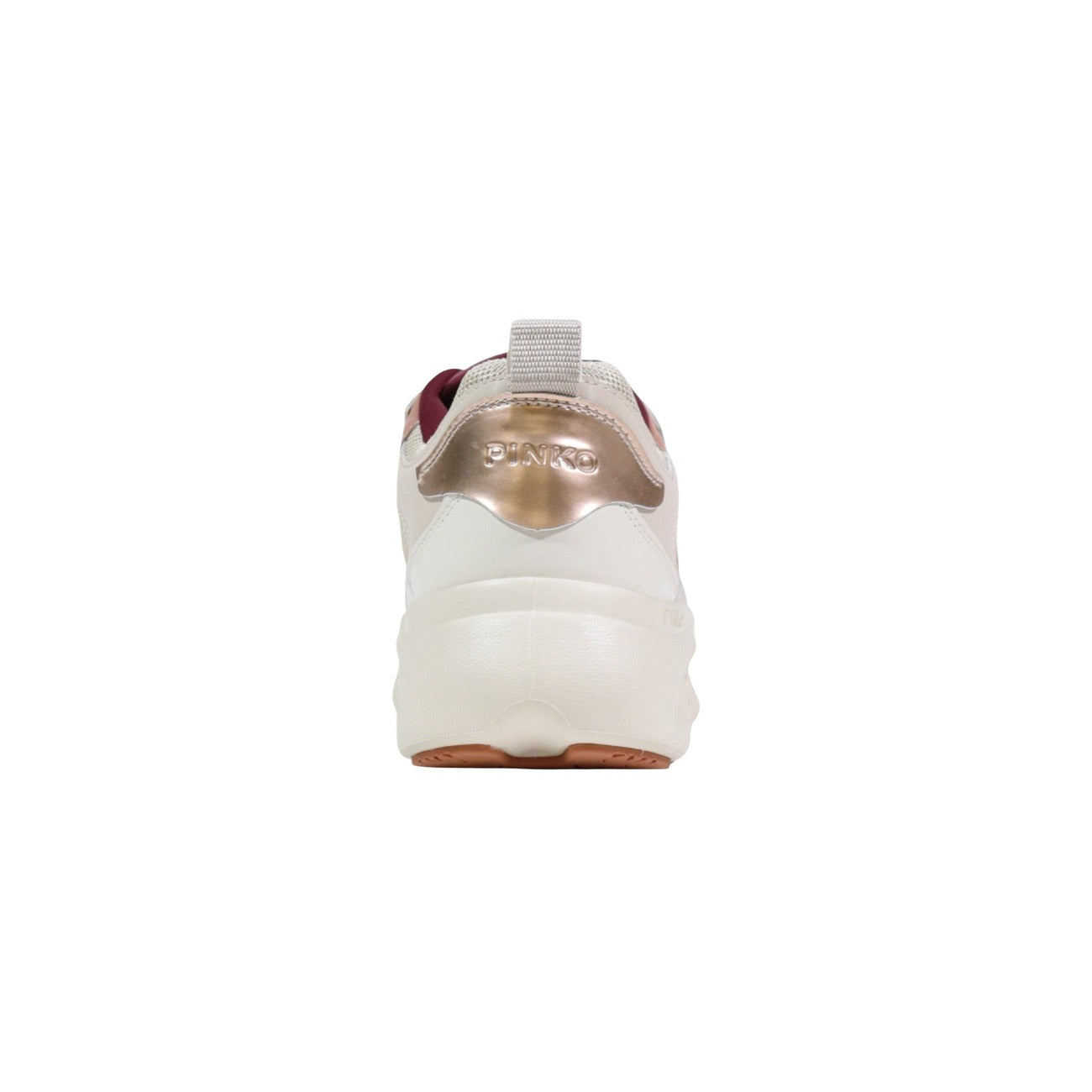 Sneakers Pinko PINK 09; 61% Pelle, 39% Poliestere. Suola chunky leggera, logo laterale 3D, dettagli traforati. Sneakers donna premium, traspiranti e ammortizzate per la stagione PE26 Vista posteriore 