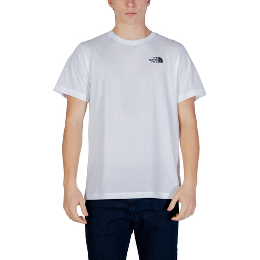 T-shirt The North Face uomo bianca con stampa logo manica corta scollo tondo 100% cotone - vista frontale indossata da modello figura intera