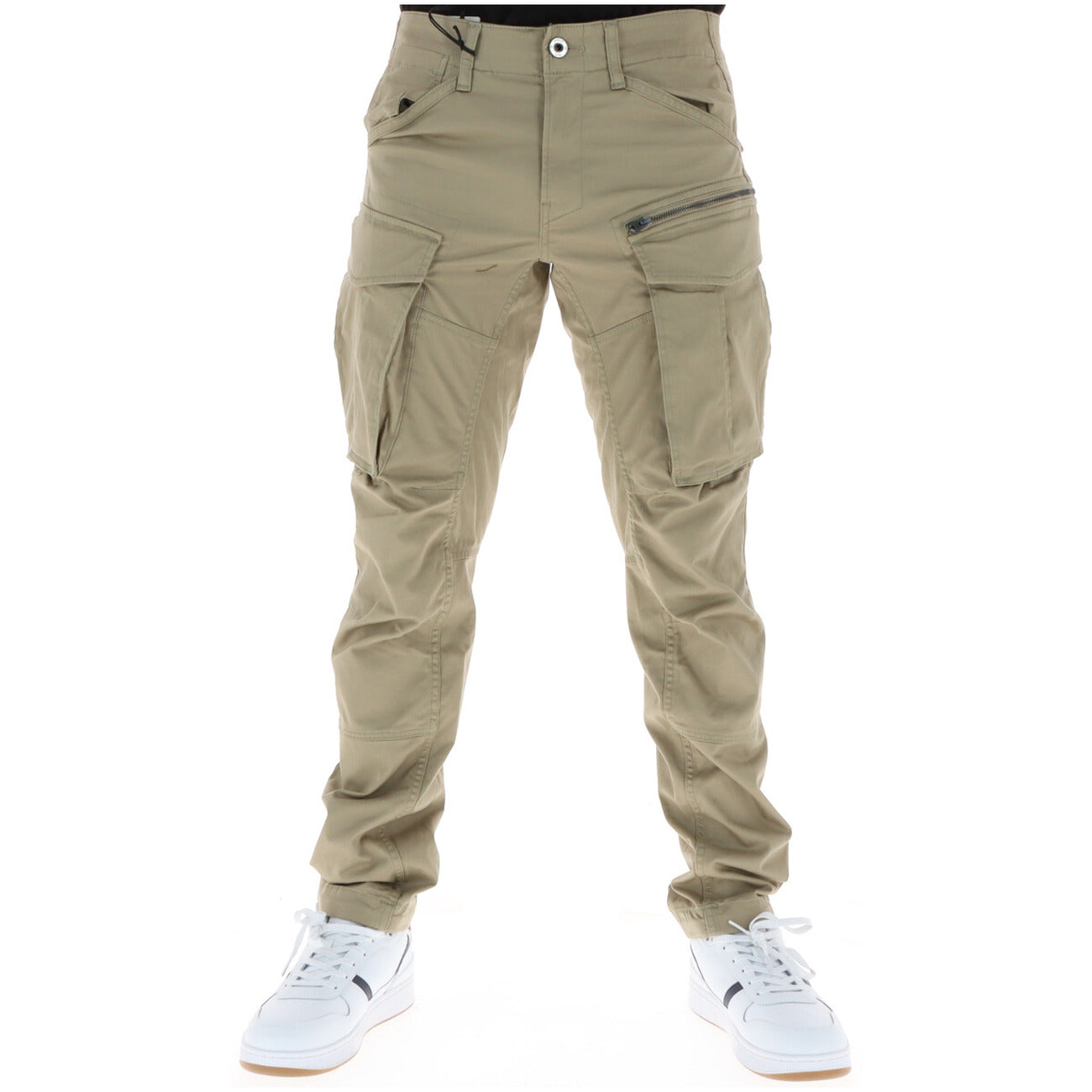 G-STAR Tapered Cargo Beige; vita bassa, multitasche, chiusura lampo. Lo stile utility-urban definitivo in puro cotone.