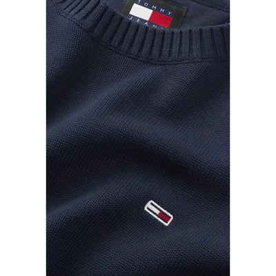 Tommy Hilfiger Jeans Maglia Uomo Blu Scollo Tondo Manica Lunga Cotone Organico Primavera Estate DM0DM18370