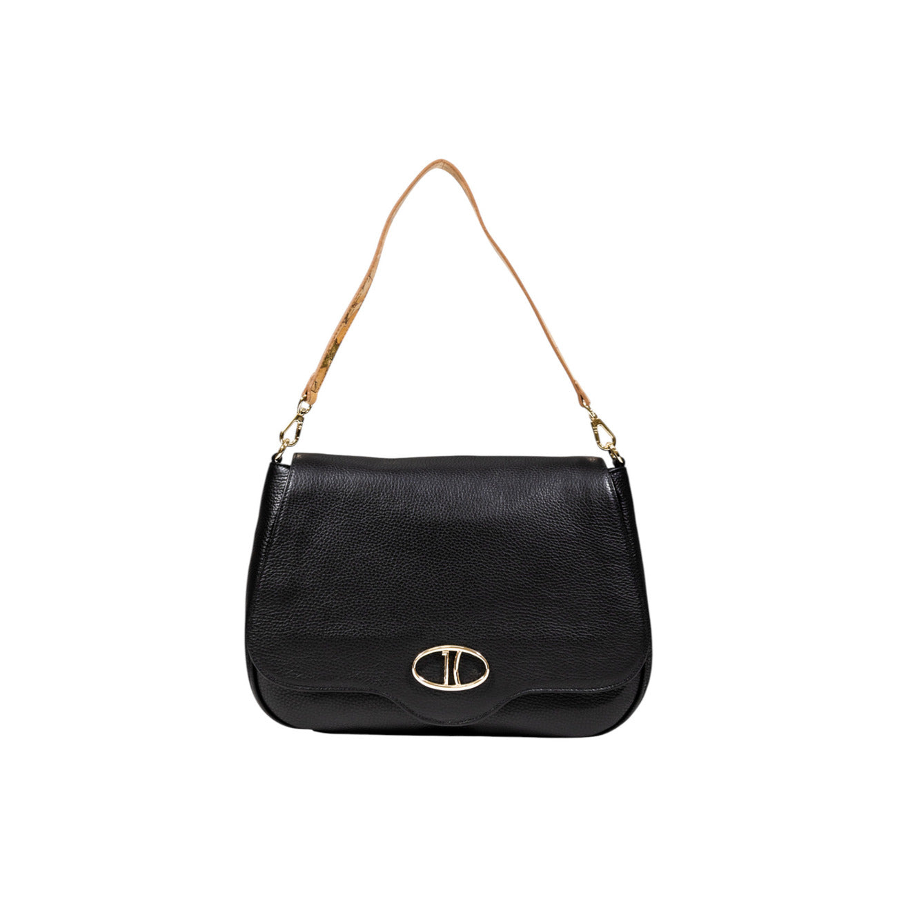 Alviero Martini Prima Classe Borsa Donna Nero Bottoni Automatici Tasca Interna Pelle Poliuretano L LD54 M630