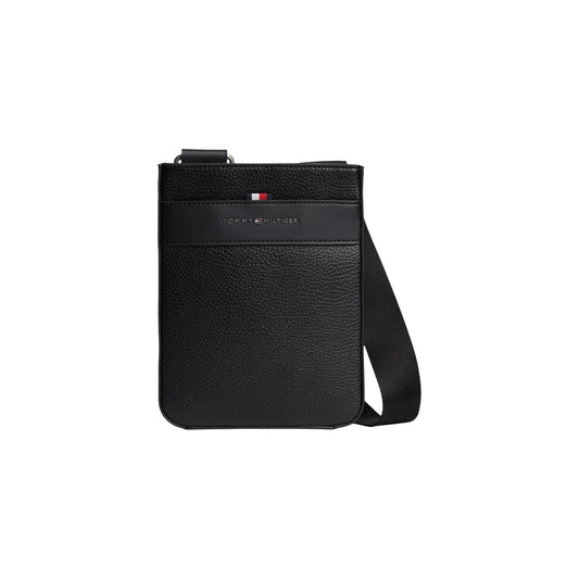 Borsa tracolla nera eco-pelle zigrinata uomo Tommy Hilfiger AM0AM14697BDS. Tracollina compatta uomo con zip e tasca esterna.