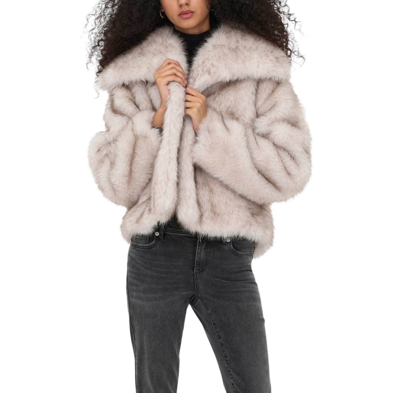 Only Pelliccia Donna Grigia Maniche Lunghe - Giacca Poliestere Autunno Inverno