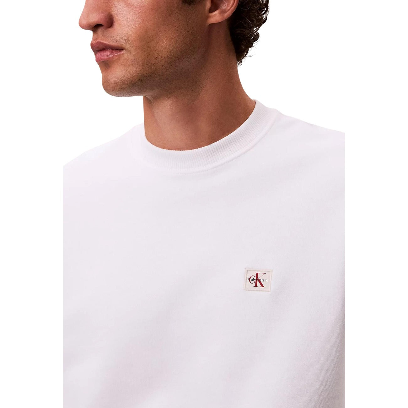 Calvin Klein Jeans Felpa Uomo Bianco Maniche Lunghe Scollo Tondo Cotone 90% Poliestere 10% Primavera Estate LV04RC273G